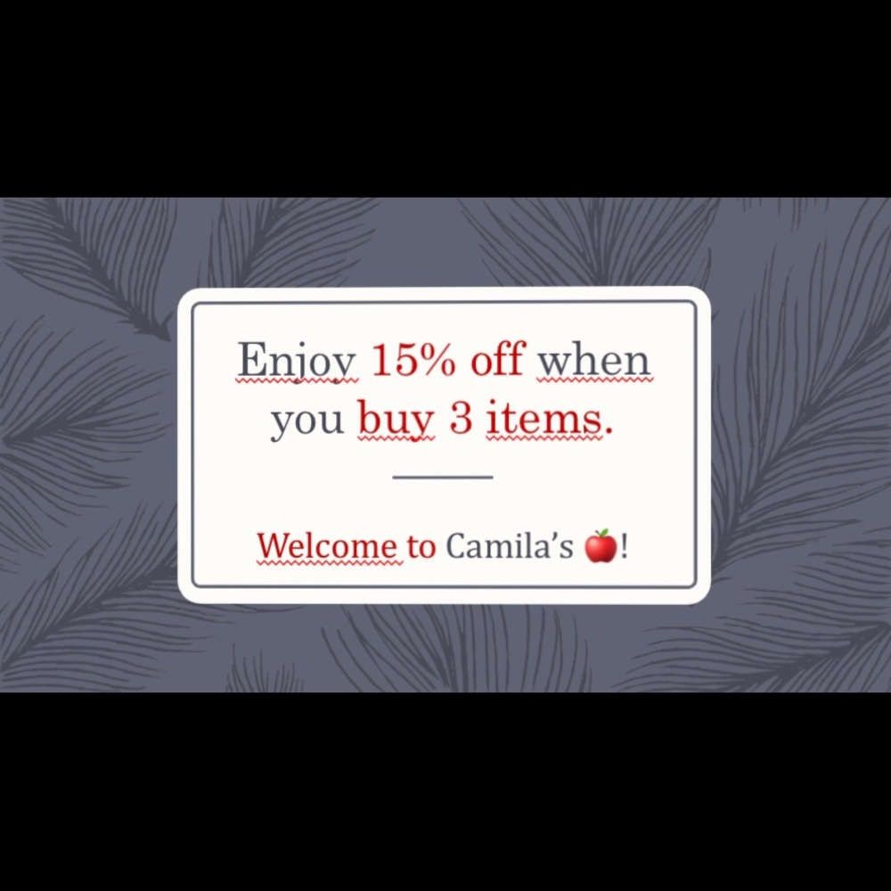Buy 3 items and get 15% of your purchase!
